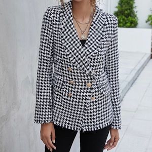 Monochrome Houndstooth Blazer